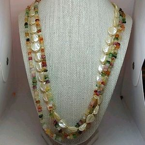 Multi Colored Glass Beads & Shell Necklace